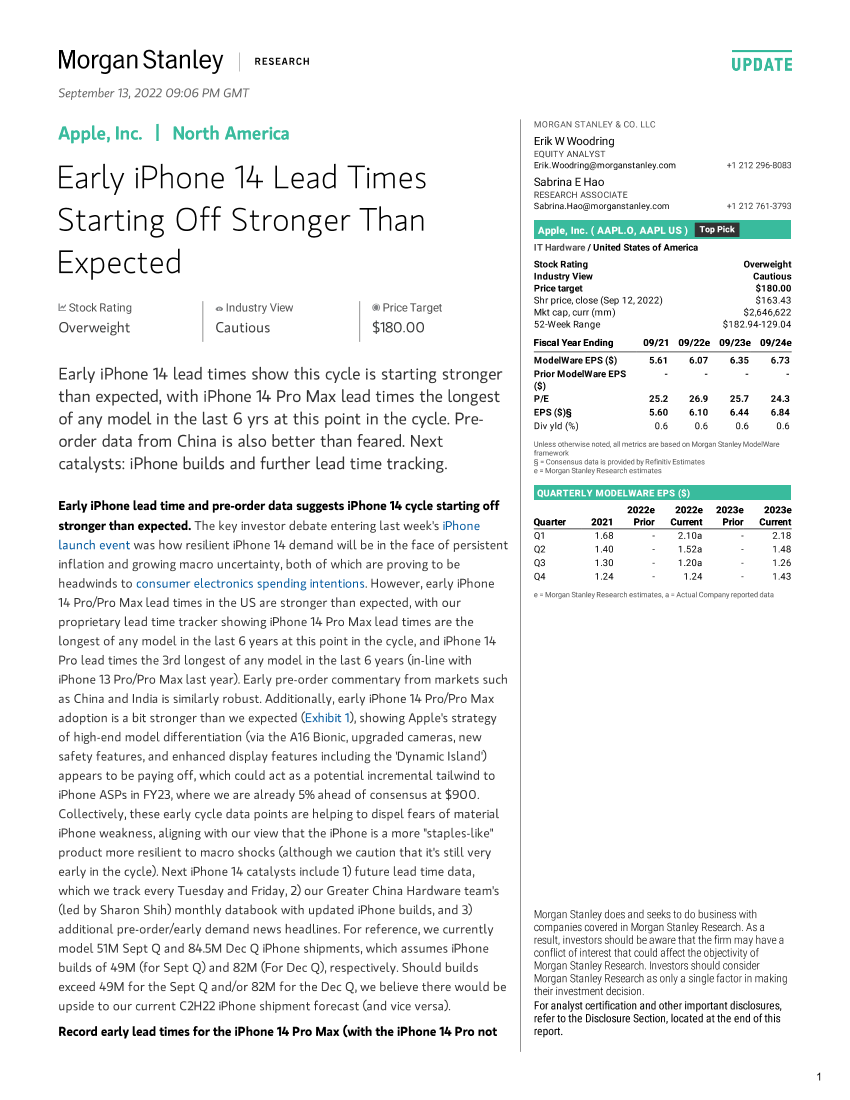 AAPL.OQ-Morgan Stanley-Apple, Inc. Early iPhone 14 Lead Times Starting Off Stronge.AAPL.OQ-Morgan Stanley-Apple, Inc. Early iPhone 14 Lead Times Starting Off Stronge._1.png